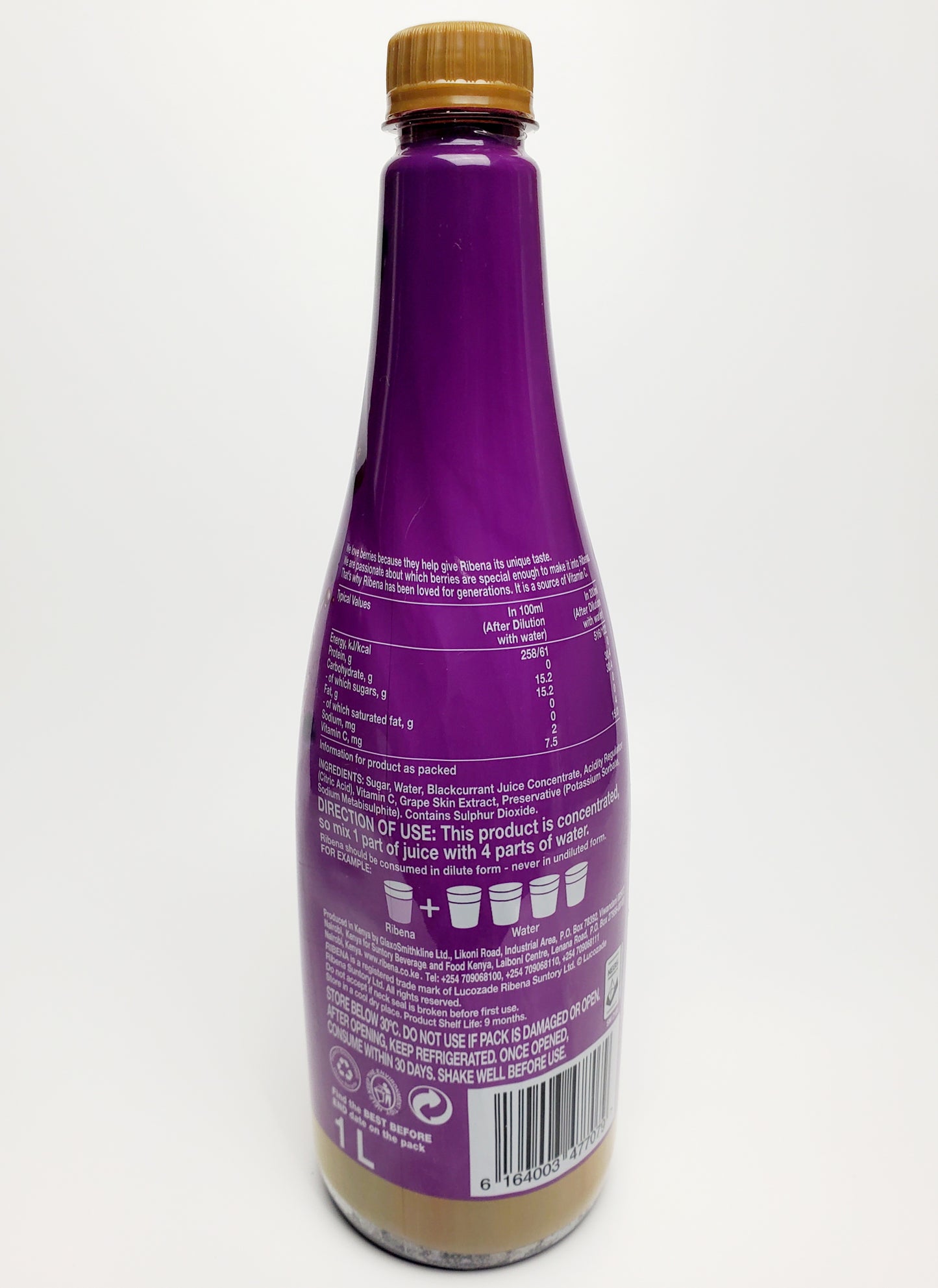 Ribena Black Currant Flavored Drink from Concentrate - 1L